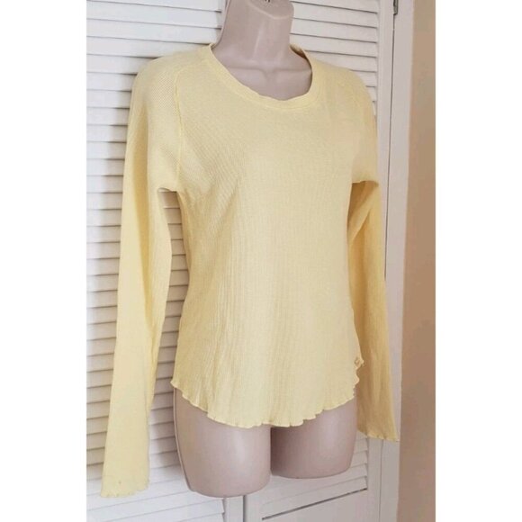 NEW WE THE FREE BY FREE PEOPLE EASY DOES IT TEE LONG SLEEVE YELLOW SMALL - Picture 4 of 8